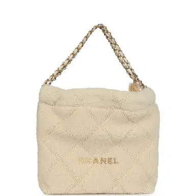 Chanel Chanel Small 22 Bag Ecru Shearling Brushed Gold Hardware | Thumbnail 1 Chanel Chanel Small 22 Bag Ecru Shearling Brushed Gold Hardware | Thumbnail 1