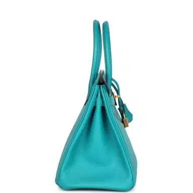 HERMÈS Pre-owned Hermes Birkin 30 Bleu Paon Epsom Gold Hardware | Thumbnail 3 HERMÈS Pre-owned Hermes Birkin 30 Bleu Paon Epsom Gold Hardware | Thumbnail 3