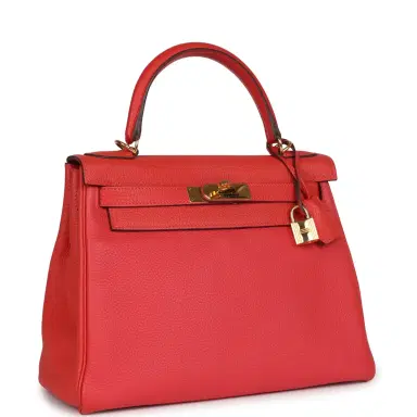 HERMÈS Pre-owned Hermes Kelly Retourne 28 Rouge Pivoine Togo Gold Hardware | Thumbnail 2 HERMÈS Pre-owned Hermes Kelly Retourne 28 Rouge Pivoine Togo Gold Hardware | Thumbnail 2
