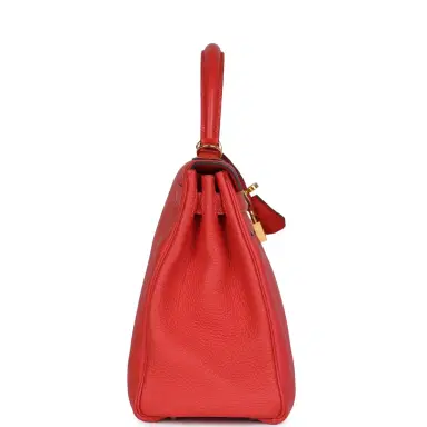 HERMÈS Pre-owned Hermes Kelly Retourne 28 Rouge Pivoine Togo Gold Hardware | Thumbnail 3 HERMÈS Pre-owned Hermes Kelly Retourne 28 Rouge Pivoine Togo Gold Hardware | Thumbnail 3