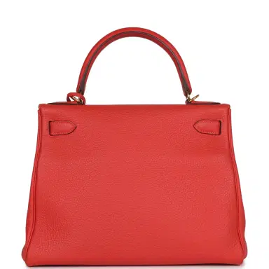 HERMÈS Pre-owned Hermes Kelly Retourne 28 Rouge Pivoine Togo Gold Hardware | Thumbnail 4 HERMÈS Pre-owned Hermes Kelly Retourne 28 Rouge Pivoine Togo Gold Hardware | Thumbnail 4