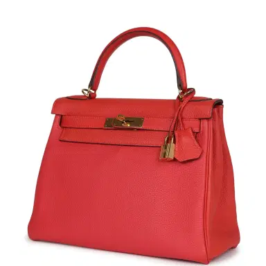 HERMÈS Pre-owned Hermes Kelly Retourne 28 Rouge Pivoine Togo Gold Hardware | Thumbnail 5 HERMÈS Pre-owned Hermes Kelly Retourne 28 Rouge Pivoine Togo Gold Hardware | Thumbnail 5