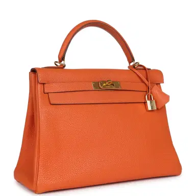 HERMÈS Vintage Hermes Kelly Retourne 32 Orange Togo Gold Hardware | Thumbnail 2 HERMÈS Vintage Hermes Kelly Retourne 32 Orange Togo Gold Hardware | Thumbnail 2