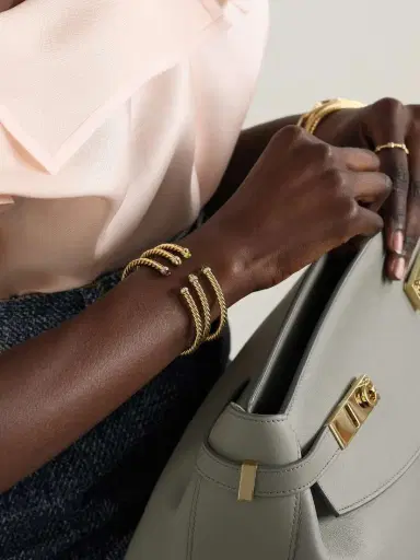 David Yurman Modern Cable 18-karat Gold, Garnet And Diamond Cuff | Thumbnail 4 David Yurman Modern Cable 18-karat Gold, Garnet And Diamond Cuff | Thumbnail 4