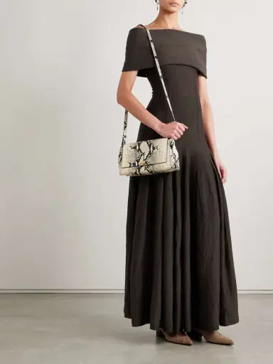 Khaite Ava Off-the-shoulder Pleated Wool-blend Maxi Dress | Thumbnail 2 Khaite Ava Off-the-shoulder Pleated Wool-blend Maxi Dress | Thumbnail 2