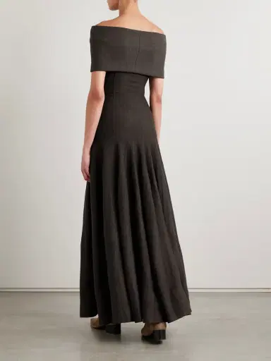 Khaite Ava Off-the-shoulder Pleated Wool-blend Maxi Dress | Thumbnail 3 Khaite Ava Off-the-shoulder Pleated Wool-blend Maxi Dress | Thumbnail 3