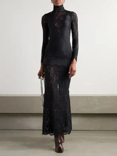 Rabanne Lace-trimmed Silk-satin Maxi Dress | Thumbnail 2 Rabanne Lace-trimmed Silk-satin Maxi Dress | Thumbnail 2