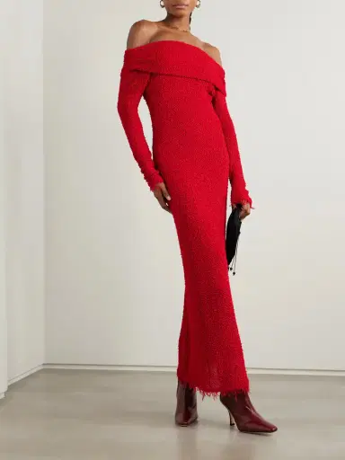 Isabel Marant Ormany Frayed Off-the-shoulder Bouclé Maxi Dress | Thumbnail 2 Isabel Marant Ormany Frayed Off-the-shoulder Bouclé Maxi Dress | Thumbnail 2