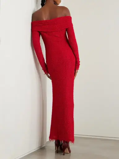 Isabel Marant Ormany Frayed Off-the-shoulder Bouclé Maxi Dress | Thumbnail 3 Isabel Marant Ormany Frayed Off-the-shoulder Bouclé Maxi Dress | Thumbnail 3
