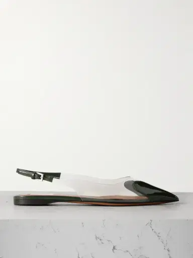 Alaïa Le Cœur Pu And Patent-leather Slingback Point-toe Flats | Thumbnail 1 Alaïa Le Cœur Pu And Patent-leather Slingback Point-toe Flats | Thumbnail 1