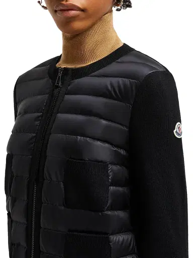Moncler Women's Padded Down Knit Zip Up Cardigan - Black | Thumbnail 4 Moncler Women's Padded Down Knit Zip Up Cardigan - Black | Thumbnail 4