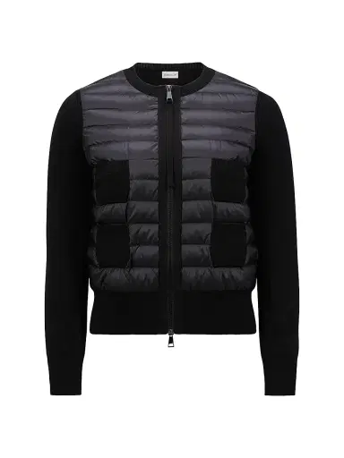 Moncler Women's Padded Down Knit Zip Up Cardigan - Black | Thumbnail 1 Moncler Women's Padded Down Knit Zip Up Cardigan - Black | Thumbnail 1