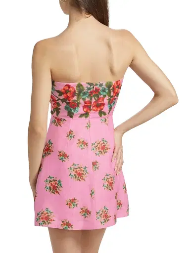 Aston Studio Women's Beatrix Floral Linen Strapless A-Line Minidress - Salmon Bouquet | Thumbnail 5 Aston Studio Women's Beatrix Floral Linen Strapless A-Line Minidress - Salmon Bouquet | Thumbnail 5