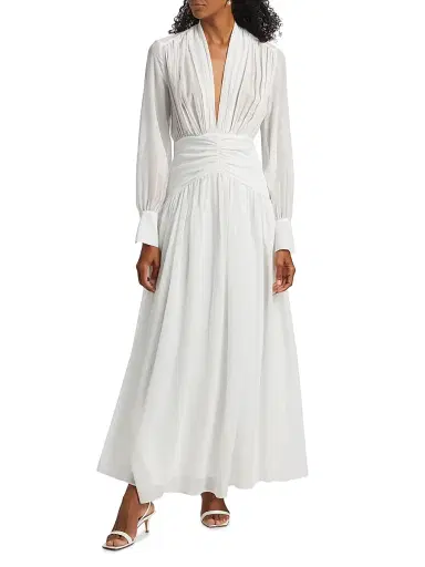 NICHOLAS Women's Jocelyn Deep Plunge Long-Sleeve Silk Gown | Thumbnail 3 NICHOLAS Women's Jocelyn Deep Plunge Long-Sleeve Silk Gown | Thumbnail 3