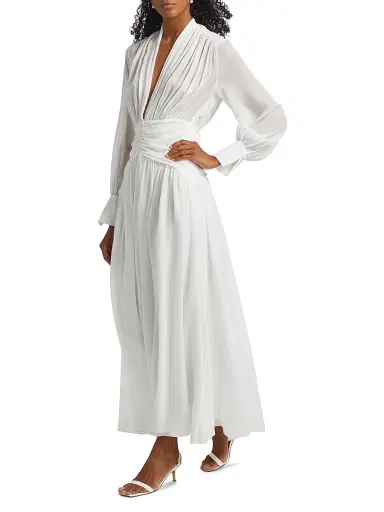 NICHOLAS Women's Jocelyn Deep Plunge Long-Sleeve Silk Gown | Thumbnail 4 NICHOLAS Women's Jocelyn Deep Plunge Long-Sleeve Silk Gown | Thumbnail 4