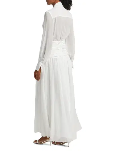 NICHOLAS Women's Jocelyn Deep Plunge Long-Sleeve Silk Gown | Thumbnail 5 NICHOLAS Women's Jocelyn Deep Plunge Long-Sleeve Silk Gown | Thumbnail 5