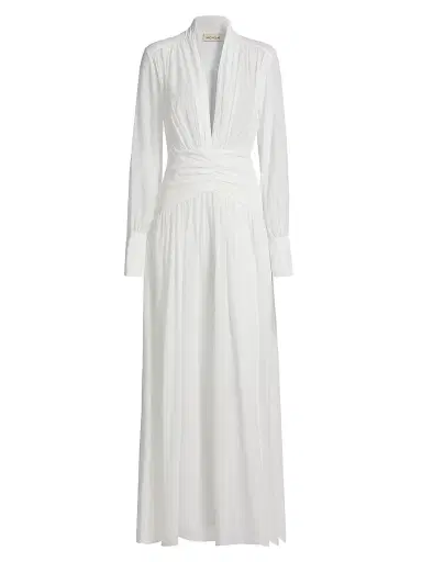 NICHOLAS Women's Jocelyn Deep Plunge Long-Sleeve Silk Gown | Thumbnail 1 NICHOLAS Women's Jocelyn Deep Plunge Long-Sleeve Silk Gown | Thumbnail 1