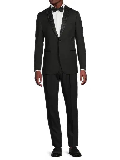 CORNELIANI Men's Crystal Peak Lapel Sportcoat - Black - Size 48 | Thumbnail 2 CORNELIANI Men's Crystal Peak Lapel Sportcoat - Black - Size 48 | Thumbnail 2