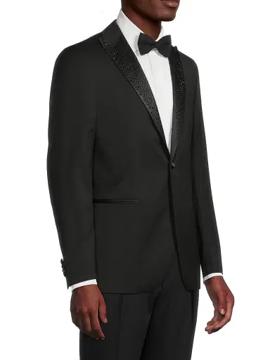 CORNELIANI Men's Crystal Peak Lapel Sportcoat - Black - Size 48 | Thumbnail 4 CORNELIANI Men's Crystal Peak Lapel Sportcoat - Black - Size 48 | Thumbnail 4