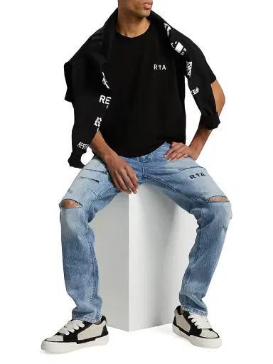 RTA Men's Bryant Distressed Skinny Jeans - Distressed Vintage Blue - Size 28 | Thumbnail 2 RTA Men's Bryant Distressed Skinny Jeans - Distressed Vintage Blue - Size 28 | Thumbnail 2