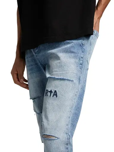 RTA Men's Bryant Distressed Skinny Jeans - Distressed Vintage Blue - Size 28 | Thumbnail 6 RTA Men's Bryant Distressed Skinny Jeans - Distressed Vintage Blue - Size 28 | Thumbnail 6