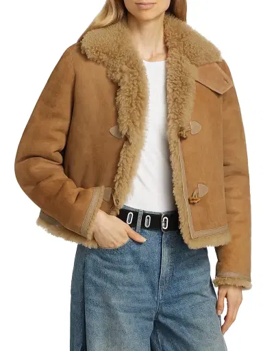 Nili Lotan Women's Benoite Shearling-Trimmed Suede Jacket - Camel | Thumbnail 3 Nili Lotan Women's Benoite Shearling-Trimmed Suede Jacket - Camel | Thumbnail 3