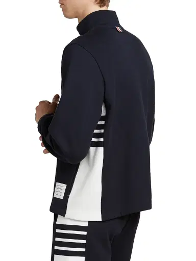 Thom Browne Men's Engineered 4 Bar Classic Loopback Jersey Half-Zip Sweatshirt - Navy | Thumbnail 5 Thom Browne Men's Engineered 4 Bar Classic Loopback Jersey Half-Zip Sweatshirt - Navy | Thumbnail 5