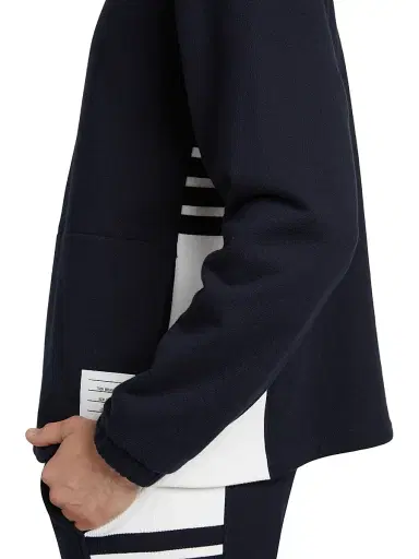 Thom Browne Men's Engineered 4 Bar Classic Loopback Jersey Half-Zip Sweatshirt - Navy | Thumbnail 6 Thom Browne Men's Engineered 4 Bar Classic Loopback Jersey Half-Zip Sweatshirt - Navy | Thumbnail 6
