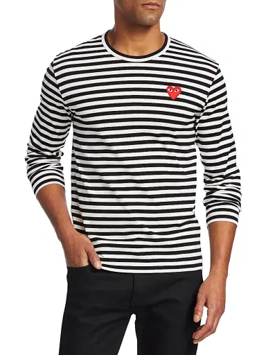 Comme des Garçons PLAY Men's Mini Heart Long-Sleeve Cotton Tee | Thumbnail 3 Comme des Garçons PLAY Men's Mini Heart Long-Sleeve Cotton Tee | Thumbnail 3