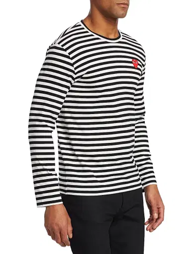 Comme des Garçons PLAY Men's Mini Heart Long-Sleeve Cotton Tee | Thumbnail 4 Comme des Garçons PLAY Men's Mini Heart Long-Sleeve Cotton Tee | Thumbnail 4