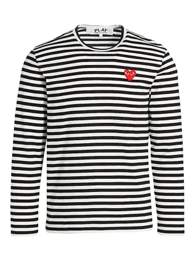 Comme des Garçons PLAY Men's Mini Heart Long-Sleeve Cotton Tee | Thumbnail 1 Comme des Garçons PLAY Men's Mini Heart Long-Sleeve Cotton Tee | Thumbnail 1