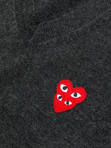 Comme des Garçons PLAY Men Play Double Heart V-Neck Pullover | Thumbnail 6 Comme des Garçons PLAY Men Play Double Heart V-Neck Pullover | Thumbnail 6