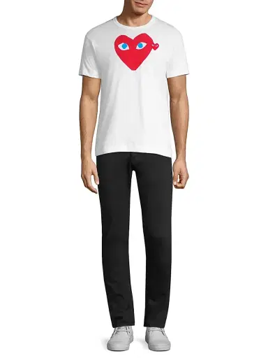 Comme des Garçons PLAY Men's Double Heart T-Shirt - White - Size Medium | Thumbnail 2 Comme des Garçons PLAY Men's Double Heart T-Shirt - White - Size Medium | Thumbnail 2