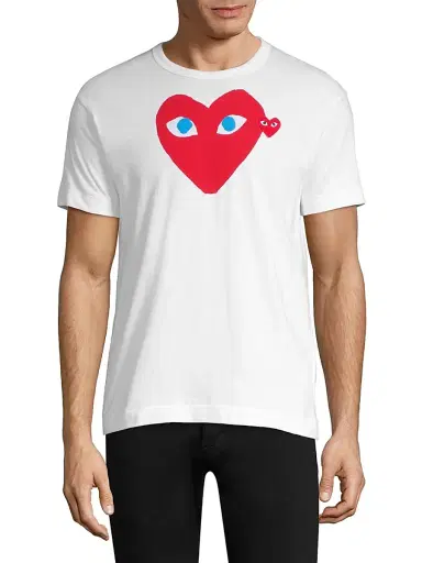 Comme des Garçons PLAY Men's Double Heart T-Shirt - White - Size Medium | Thumbnail 1 Comme des Garçons PLAY Men's Double Heart T-Shirt - White - Size Medium | Thumbnail 1