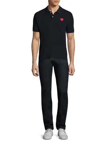 Comme des Garçons PLAY Men's Heart Applique Polo - White | Thumbnail 2 Comme des Garçons PLAY Men's Heart Applique Polo - White | Thumbnail 2