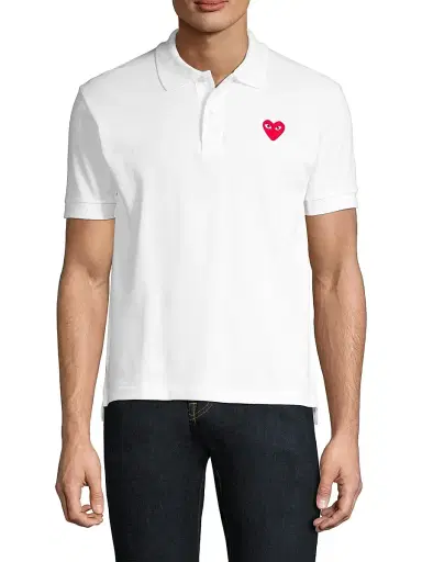 Comme des Garçons PLAY Men's Heart Applique Polo - White | Thumbnail 3 Comme des Garçons PLAY Men's Heart Applique Polo - White | Thumbnail 3