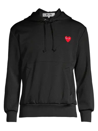 Comme des Garçons PLAY Men's Embroidered Heart Hoodie - Black - Size Small | Thumbnail 1 Comme des Garçons PLAY Men's Embroidered Heart Hoodie - Black - Size Small | Thumbnail 1