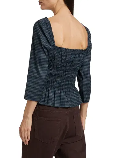 Reformation Women's Lauryn Gingham Peplum Top - Dark Slate Check | Thumbnail 5 Reformation Women's Lauryn Gingham Peplum Top - Dark Slate Check | Thumbnail 5