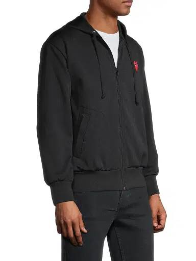 Comme des Garçons PLAY Men's Signature Logo Zip-Front Hoodie - Black - Size Medium | Thumbnail 4 Comme des Garçons PLAY Men's Signature Logo Zip-Front Hoodie - Black - Size Medium | Thumbnail 4