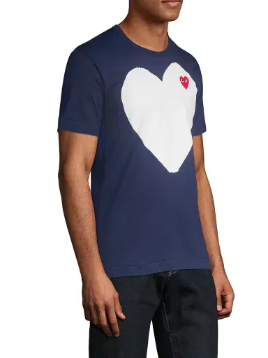 Comme des Garçons PLAY Men's Heart In Heart Graphic Tee - Navy - Size Small | Thumbnail 4 Comme des Garçons PLAY Men's Heart In Heart Graphic Tee - Navy - Size Small | Thumbnail 4