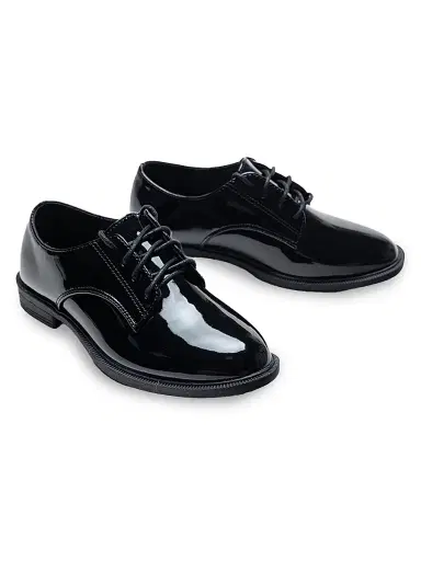 Moustache Faux Patent Leather Oxford Laced Dress Shoes - Black 5 (Child) | Thumbnail 2 Moustache Faux Patent Leather Oxford Laced Dress Shoes - Black 5 (Child) | Thumbnail 2