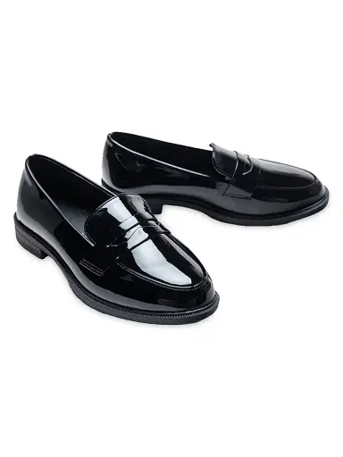 Moustache Faux Patent Leather Penny Loafers - Black 5 (Child) | Thumbnail 3 Moustache Faux Patent Leather Penny Loafers - Black 5 (Child) | Thumbnail 3