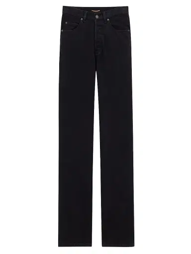 Saint Laurent Women's V-Waist Long Baggy Jeans - Midnight Black | Thumbnail 1 Saint Laurent Women's V-Waist Long Baggy Jeans - Midnight Black | Thumbnail 1