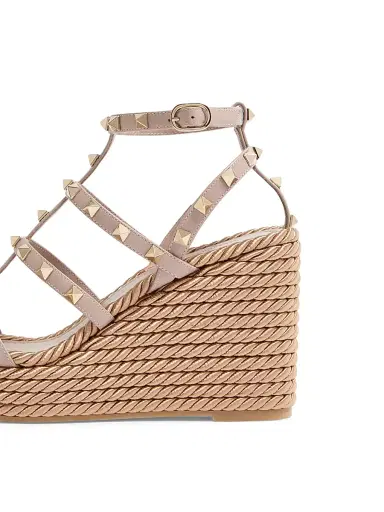 Valentino Garavani Women's Rockstud Wedge Sandals With Calfskin Straps 95MM - Light | Thumbnail 12 Valentino Garavani Women's Rockstud Wedge Sandals With Calfskin Straps 95MM - Light | Thumbnail 12