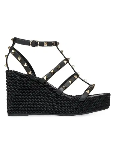 Valentino Garavani Women's Rockstud Wedge Sandals With Calfskin Straps 95MM - Light | Thumbnail 14 Valentino Garavani Women's Rockstud Wedge Sandals With Calfskin Straps 95MM - Light | Thumbnail 14