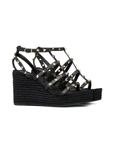 Valentino Garavani Women's Rockstud Wedge Sandals With Calfskin Straps 95MM - Light | Thumbnail 15 Valentino Garavani Women's Rockstud Wedge Sandals With Calfskin Straps 95MM - Light | Thumbnail 15