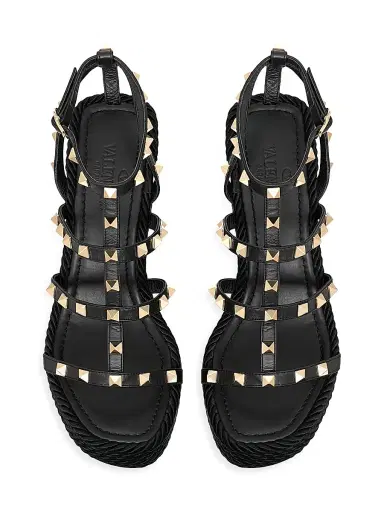 Valentino Garavani Women's Rockstud Wedge Sandals With Calfskin Straps 95MM - Light | Thumbnail 17 Valentino Garavani Women's Rockstud Wedge Sandals With Calfskin Straps 95MM - Light | Thumbnail 17