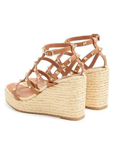 Valentino Garavani Women's Rockstud Wedge Sandals With Calfskin Straps 95MM - Light | Thumbnail 23 Valentino Garavani Women's Rockstud Wedge Sandals With Calfskin Straps 95MM - Light | Thumbnail 23