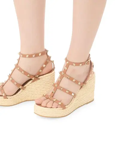 Valentino Garavani Women's Rockstud Wedge Sandals With Calfskin Straps 95MM - Light | Thumbnail 26 Valentino Garavani Women's Rockstud Wedge Sandals With Calfskin Straps 95MM - Light | Thumbnail 26