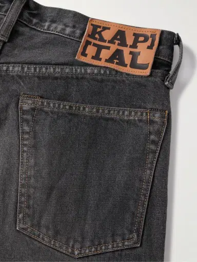 KAPITAL Monkey CISCO Straight-Leg Embellished Leather-Trimmed Jeans - Men | Thumbnail 5 KAPITAL Monkey CISCO Straight-Leg Embellished Leather-Trimmed Jeans - Men | Thumbnail 5